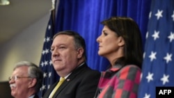 Secretary Of State Mike Pompeo, National Security Advisor John Bolton and United States Ambassador to the United Nations