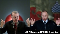 Turkish President Recep Tayyip Erdogan (left) and Russian President Vladimir Putin (combo photo)