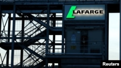 France -- FILE PHOTO -- The logo of the French concrete maker Lafarge is seen in a plant in Paris, France, May 22, 2017.