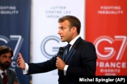 Președintele francez Emmanuel Macron în ajunul summitului G7