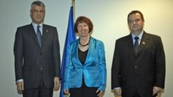Hashim Thaci, Catherine Ashton i Ivica Dačić na sastanku u Briselu