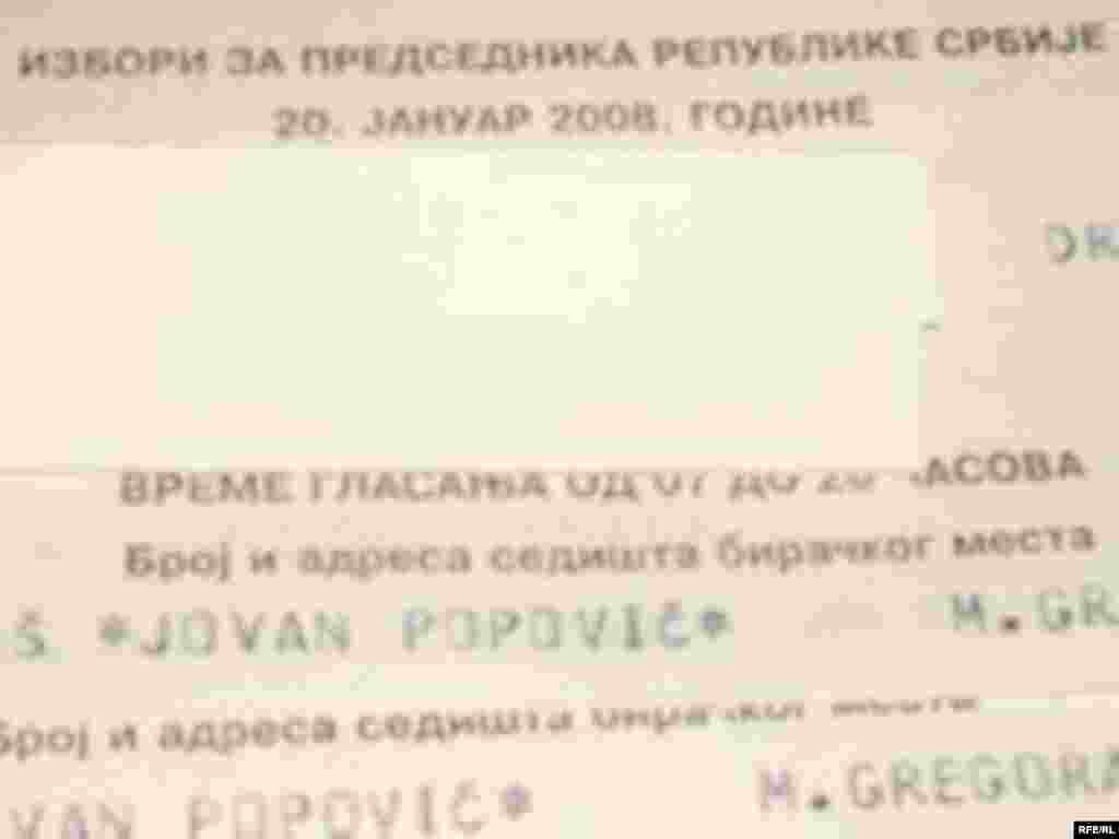 voting invitation for president elections, 20Jan2008 (Photo: Bojana Matic)