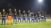 Tehran's Esteqlal football team wearing jerseys saying "The Blue Girl" before their match on September 15, 2019. 