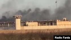 Smoke rising from Sheiban Prison in the southwestern Khuzestan Province during prisoners' protest to being denied furlough. March 31, 2020. 