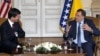 Predsjednik Predsjedništva BiH Milorad Dodik (D) i novi američki ambasador Eric George Nelson (L) u razgovoru 19. februara 2019.