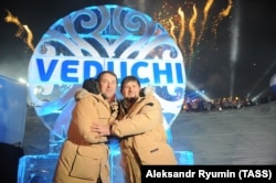 Chechen leader Ramzan Kadyrov (right) and Chechen construction magnate Ruslan Baysarov at the unveiling of the Veduchi ski resort project in February 2013. Baysarov didn't even attend the grand opening of the resort in January.