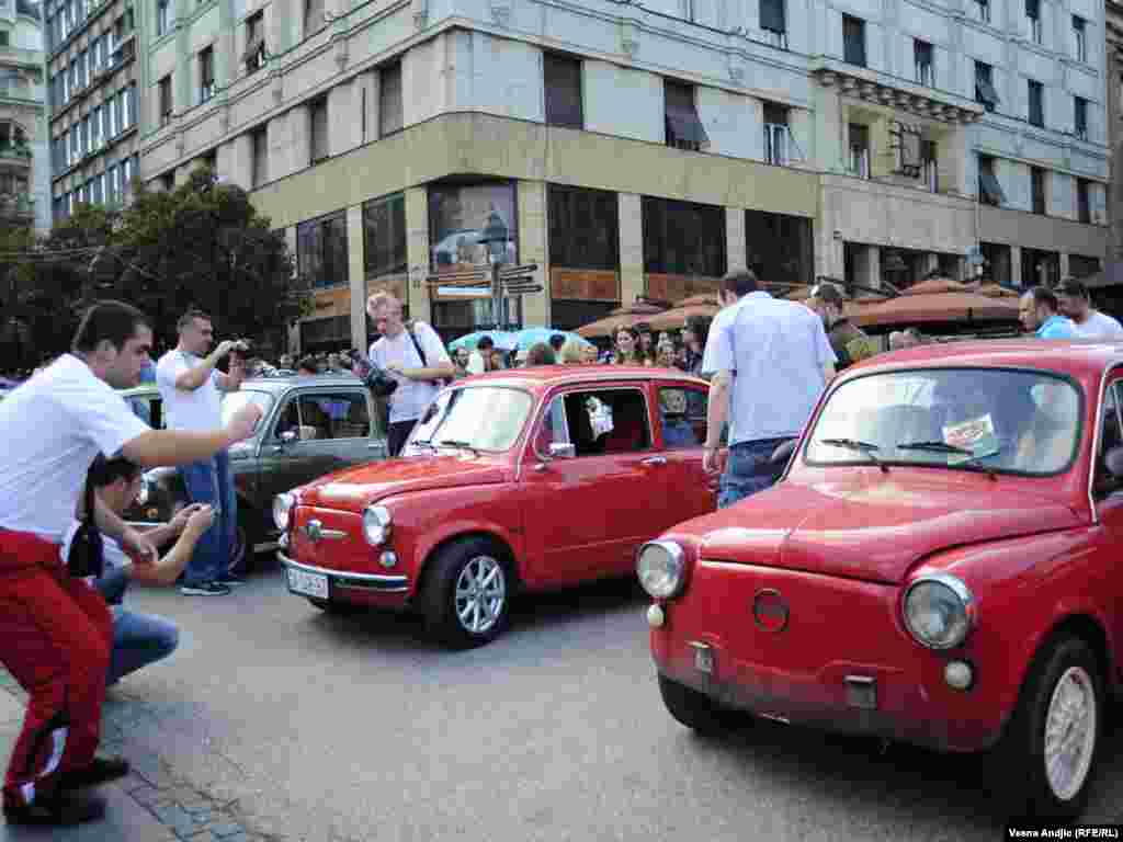 Serbia - Fun of old cars "Fica"(Fića) gathered in central Belgrade on "Ficijada" (Fićijada),22Aug2010