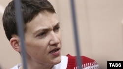 Ukrainian military pilot Nadia Savchenko appeared in a Moscow court on March 4.
