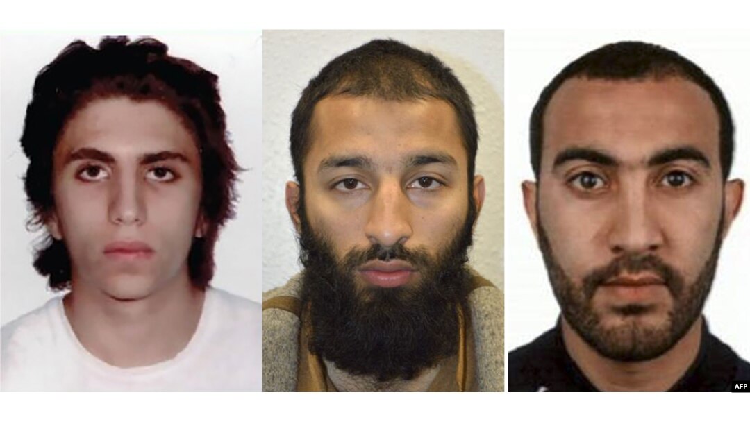 Trojica napadača Youssef Zaghba, Khuram Shazad Butt i Rachid Redouane