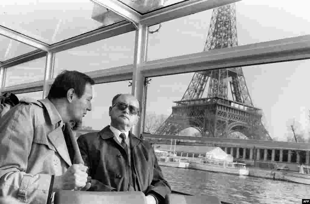 Jaruzelski cruising on the River Seine past the Eiffel Tower during an official visit to France in December 1985, where he'd gone to try to meet with President Francois Mitterand of France, one of the staunchest critics of Jaruzelski's decision to impose martial law in Poland.