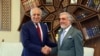 Afghan Chief Executive Officer Abdullah Abdullah (right) meets with Zalmay Khalilzad, the U.S. envoy seeking a peace deal with the Taliban, in Kabul on April 3.