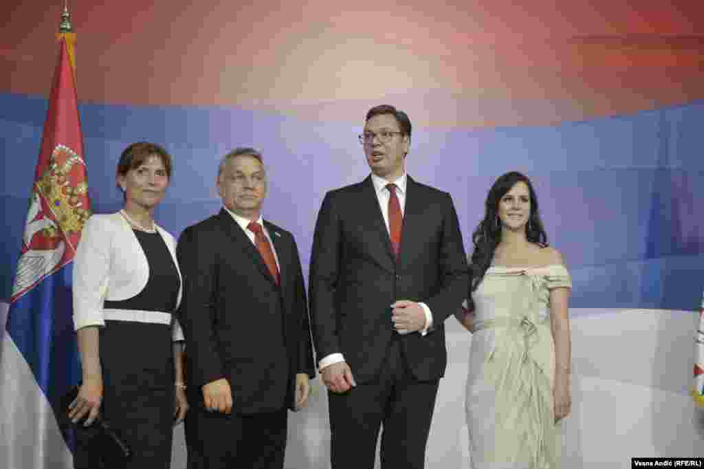 Predsednik Srbije Aleksandar Vučić sa suprugom i premijer Mađarske Viktor Orban