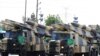 Iranian military trucks carry surface-to-air missiles during a parade on the occasion of the country's Army Day, in Tehran, April 18, 2017