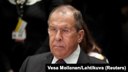 Russian Minister of Foreign Affairs Sergei Lavrov attends The Ministers for Foreign Affairs of the Council of Europe's annual meeting in Helsinki, May 17, 2019