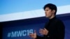 SPAIN -- Pavel Durov, the founder of the VKontakte social network and encrypted Telegram messenger, delivers a keynote speech during the Mobile World Congress in Barcelona, February 23, 2016