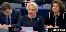 Viorica Dăncilă la dezbaterea din plenul Parlamentului Europeani asupra statului de drept din România