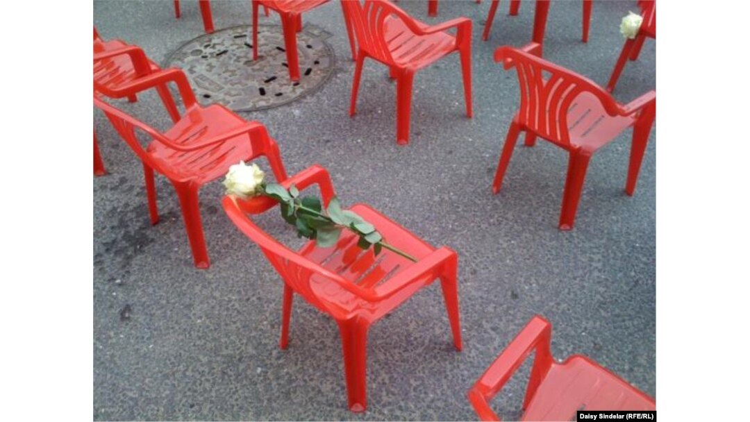 Tiny chairs for Sarajevo's youngest victims.