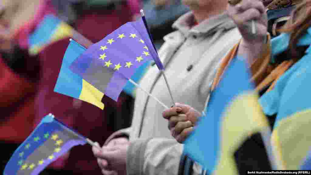 ...and European Union flags. 