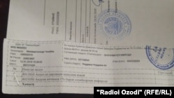 Родные Шабнами Сурайё представили Радио Озоди копии патента и квитанции об уплате налогов