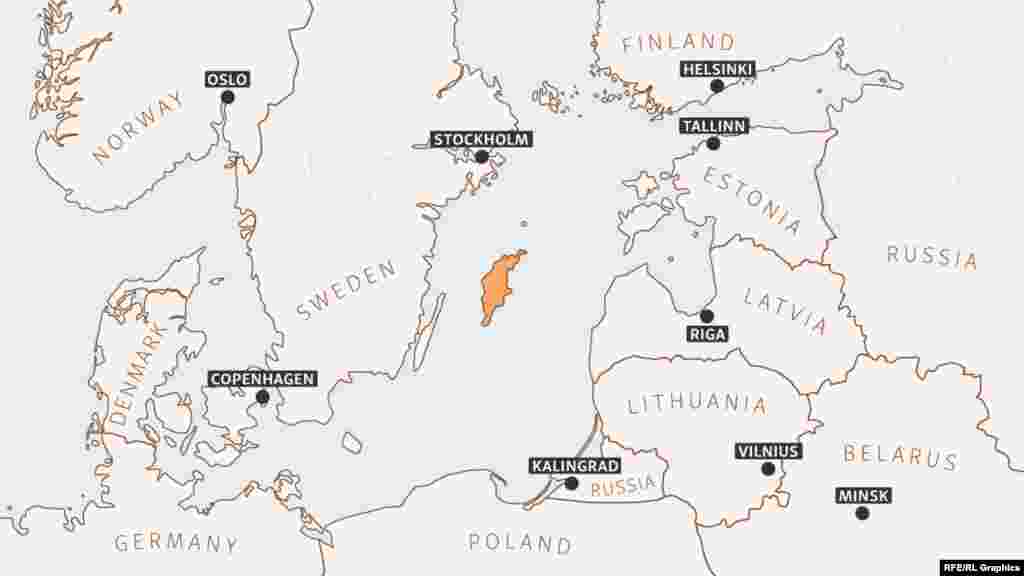 Расположение острова Готланд в Балтийском регионе&nbsp;