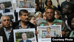 U.K. - BBC journalists protest against arrest of their colleague Urinboy Usmonov in Tajikistan, London, 22Jun2011
