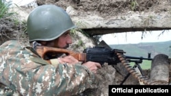 Nagorno-Karabakh - An Armenian volunteer on the Line of Contact in northern Karabakh, 7May2016.