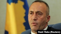 Kosovo's prime minister, Ramush Haradinaj, talks during an interview with Reuters in Pristina in October.