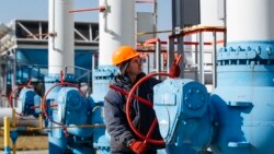 A worker at a gas-compressor station in the village of Mryn, about 130 kilometers outside Kyiv.