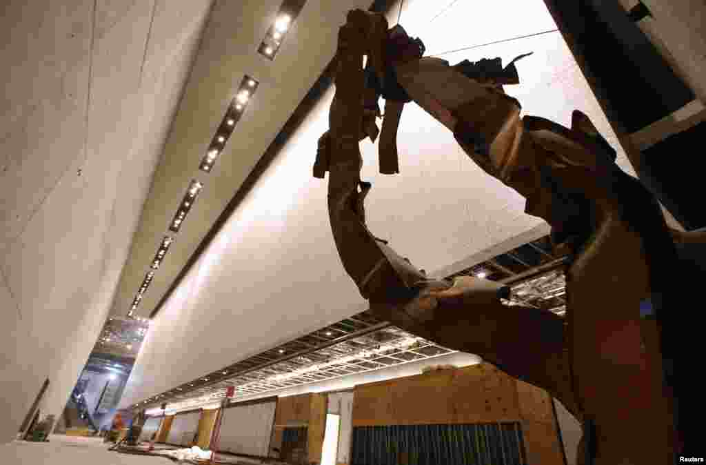 Steel facade segments, also known as &quot;Impact Steel,&quot; that were torn apart when hijacked United Flight 175 struck the South Tower of the World Trade Center on September 11, 2001.