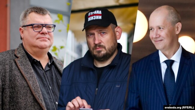 Віктар Бабарыка, Сяргей Ціханоўскі і Валер Цапкалаі, каляж