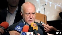 Bijan Namdar-Zanganeh, Iran's Oil Minister, speaking to reporters on the sidelines of a ceremony to announce new oil and gas contracts. July 20, 2020. 