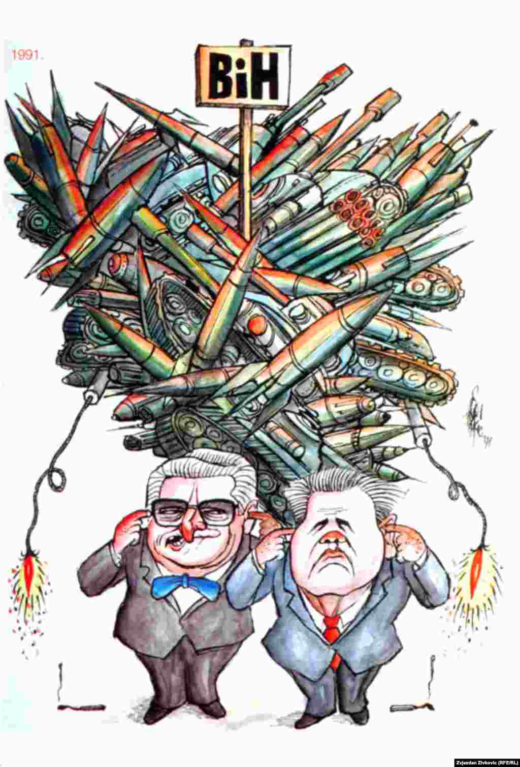 Autor karikature: Hasan Fazlić, foto: Zvjezdan Živković