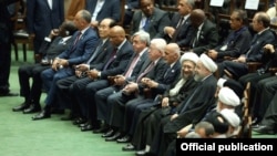 Iran - Armenian President Serzh Sarkisian and other foreign dignitaries attend the inauguration of Iran's President Hassan Rouhani in Tehran, 5Aug2017.