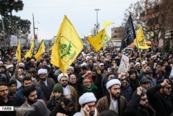 Members of Afghan militia, Fatemiyoun, at Soleimani's funeral in Tehran. December 6, 2020.