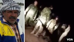 The image of the farmer who was reportedly killed in a clash with IRGC security forces and a screen grab from a video said to show the clash. April 3, 2019