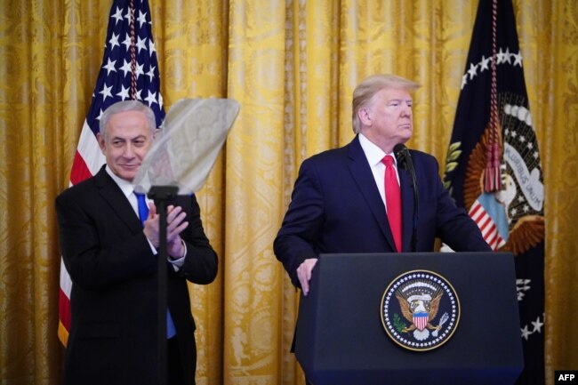 Konferenca e përbashkët e Trumpit dhe Netanyahut.