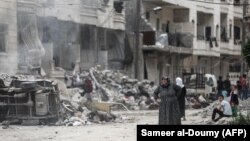 Архива - уништени згради во сирискиот град Африн. 
