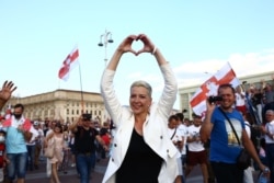 Марія Колесникова на акції протесту в Мінську
