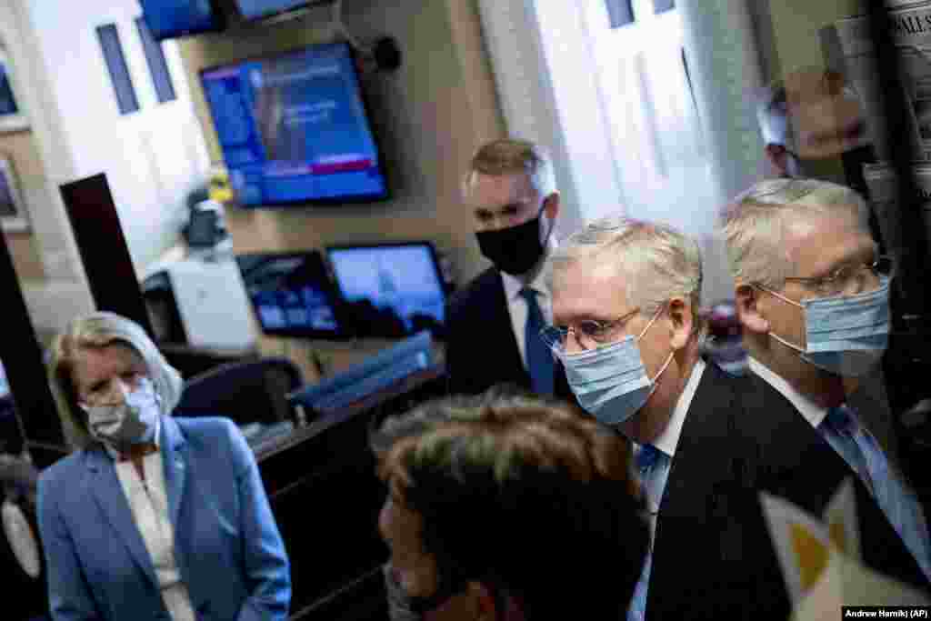 Republican senators before a news conference to announce a Republican police reform bill on Capitol Hill, Wednesday, June 17, 2020, in Washington. 