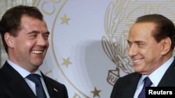 Дмитрий Медведев и Сильвио Берлускони