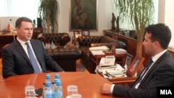 Средба на премиерот Никола Груевски со новиот лидер на СДСМ Зоран Заев.