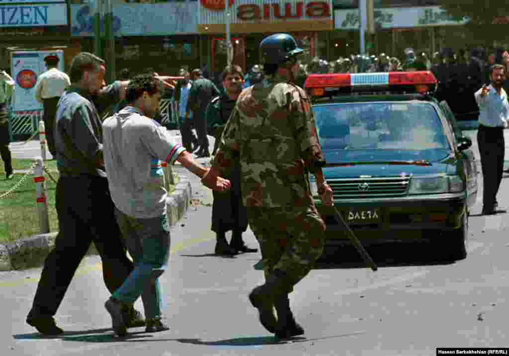 Iran -- Hassan Sarbakhsian’s Photos of Iranian Student Protests of July 1999, also known as 18th of Tir. In one the most widespread and violent public protests to occur in Iran since Iranian Revolution, at least 4 people have been killed and 200 injured. 