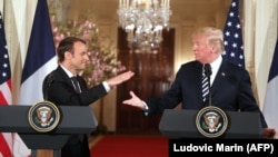 Donald Trump və Emmanuel Macron birgə mətbuat konfransında