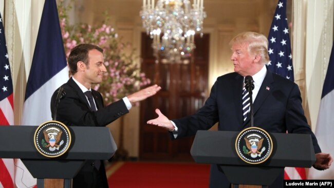 Donald Trump və Emmanuel Macron birgə mətbuat konfransında