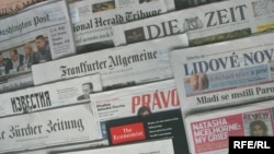 Generic – A photo of International and Russian newspapers, Prague, 19Jun2014