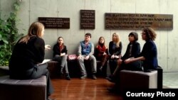 Czech Republic--2014-2015 Vaclav Havel Journalism Fellows visiting Czech Radio. Prague, March 3, 2015. 
