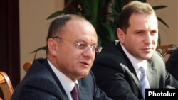 Armenia - Defense Minister Seyran Ohanian (L) and his first deputy Davit Tonoyan.