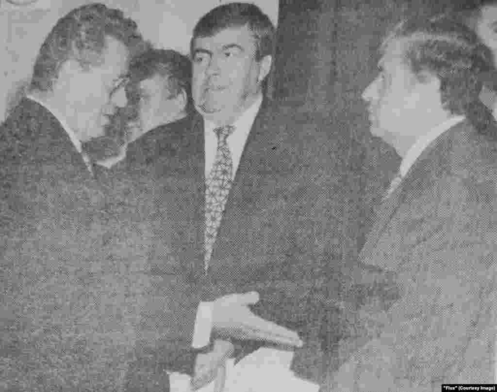 &quot;Flux&quot;, 22 septembrie 1995, conducerea ţării, de la stânga la dreapta: şeful legislativului Petru Lucinschi, preşedintele Mircea Snegur şi premierul Andrei Sangheli