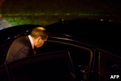 Serghei Lavrov plecând de la discuțiile din Berlin, 14 aprilie, 2015.