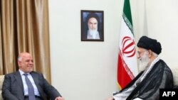 Iranian supreme leader Ayatollah Ali Khamenei (R) meets with Iraqi Prime Minister Haider al-Abadi in Tehran, June 20, 2017